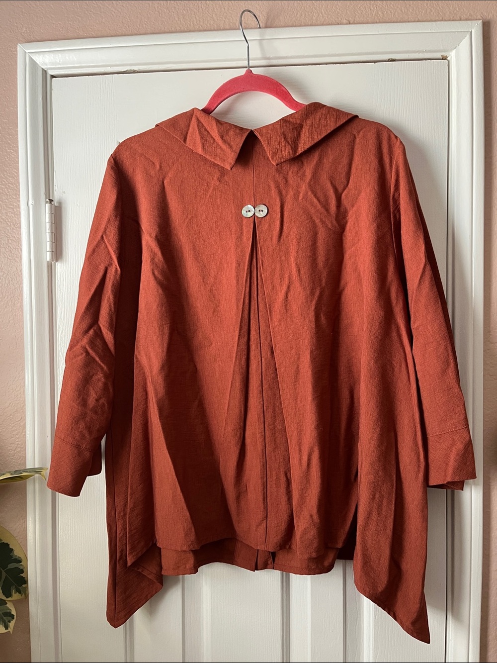 Niche Rust Button-Front Collared Tunic - Picture 4 of 5